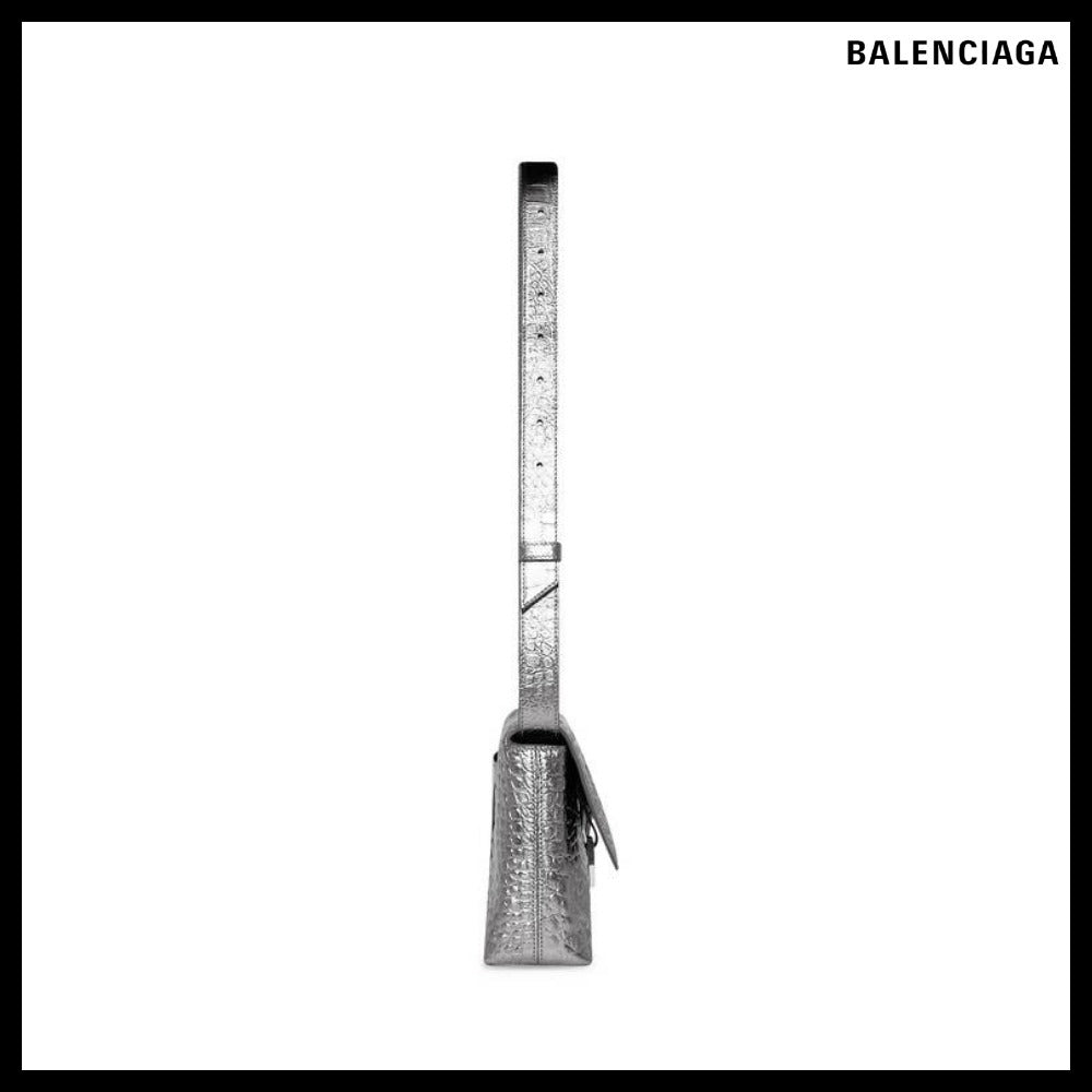 【BALENCIAGA 】Downtown XS Shoulder Bag Metallized Silver