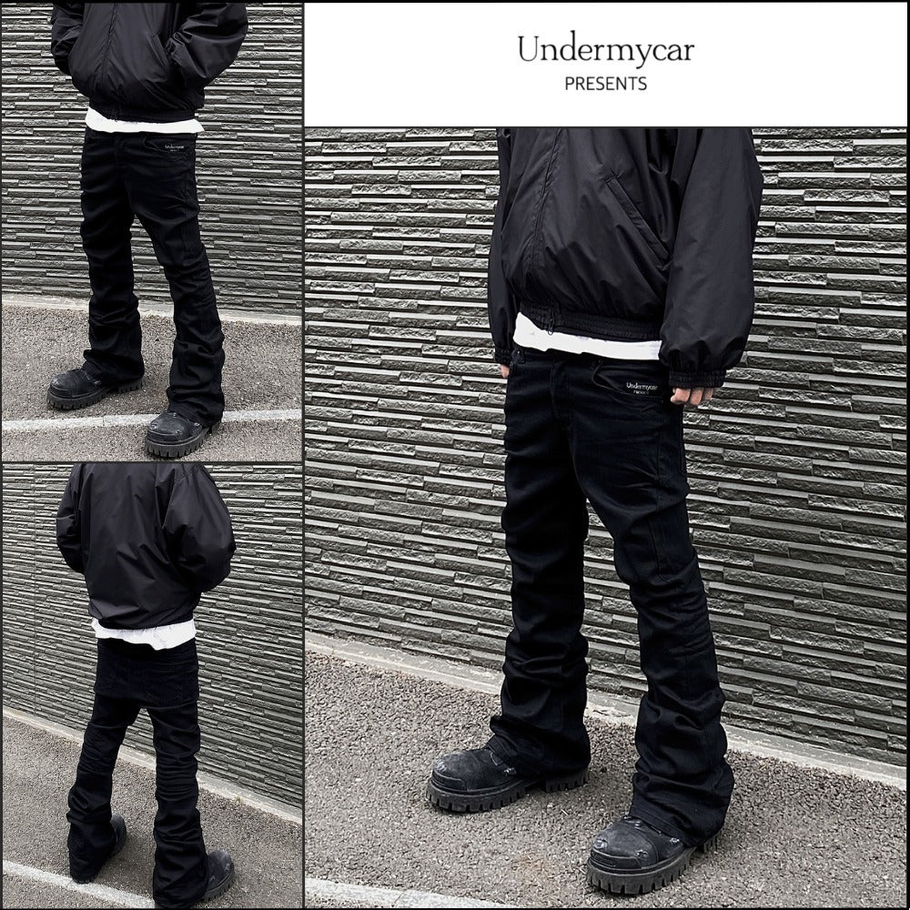 【Undermycar】Mu.30 Anti Fxxking Logo Play StretchFlareJeans