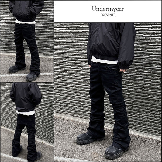 【Undermycar】Mu.30 Anti Fxxking Logo Play StretchFlareJeans