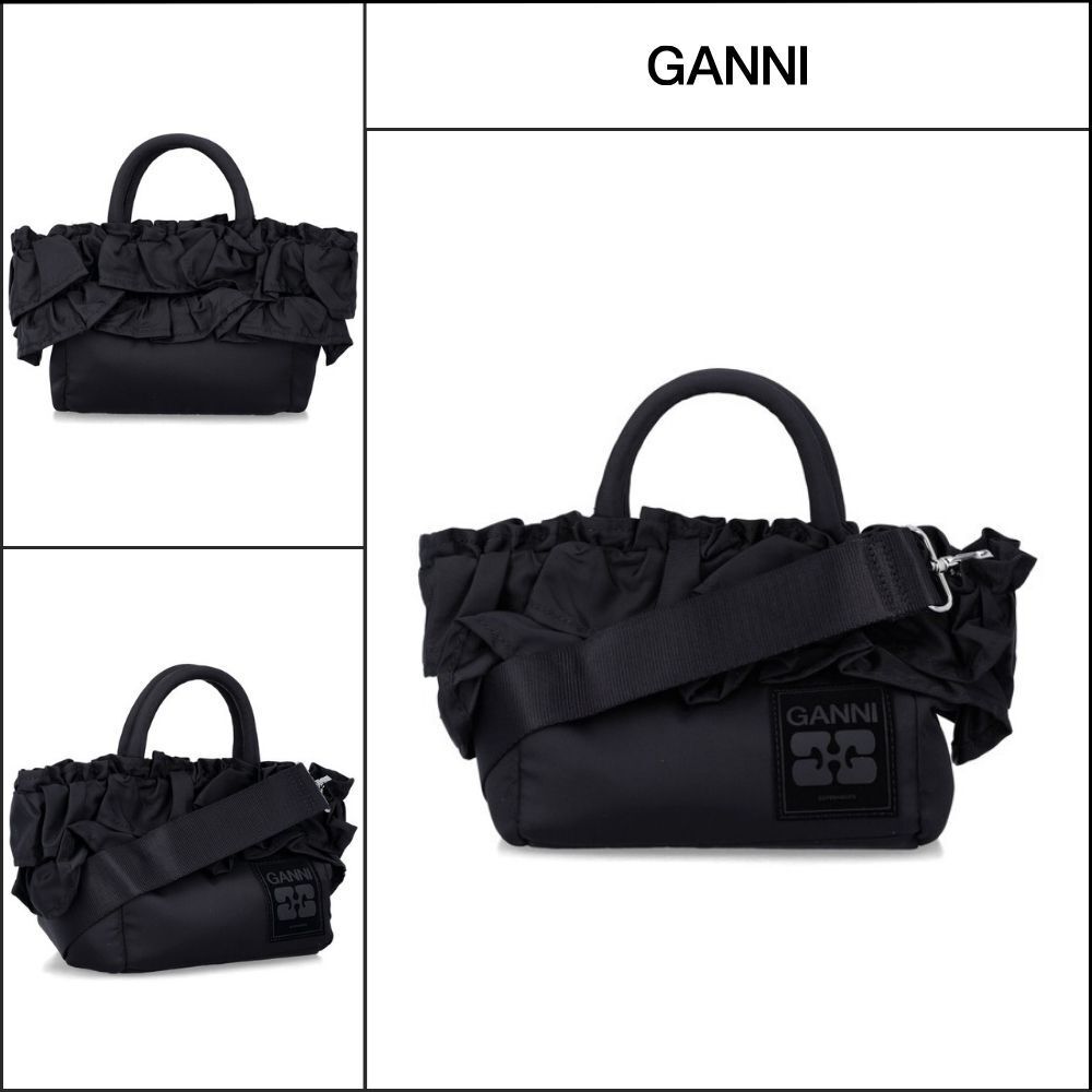 【GANNI】Black Structured Tote Bag