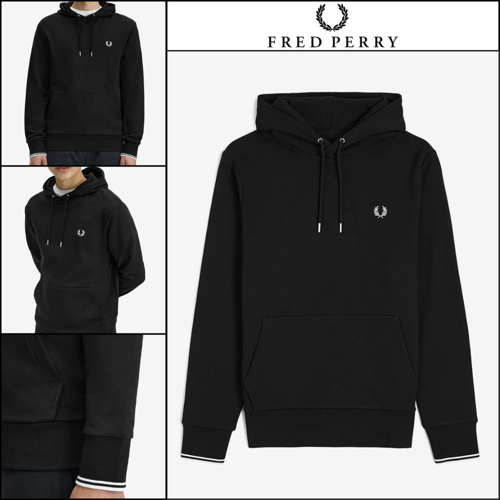 【FRED PERRY】Tip Hooded Sweatshirt Black
