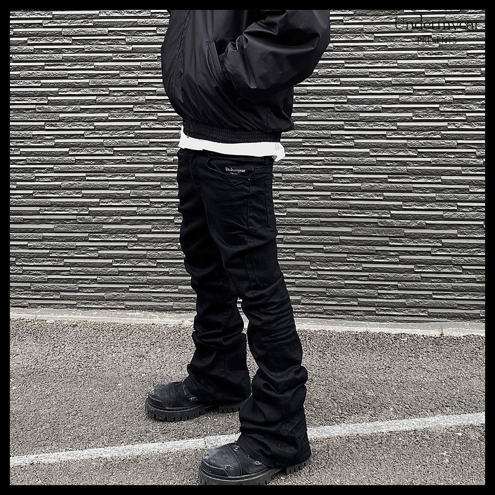 【Undermycar】Mu.30 Anti Fxxking Logo Play StretchFlareJeans