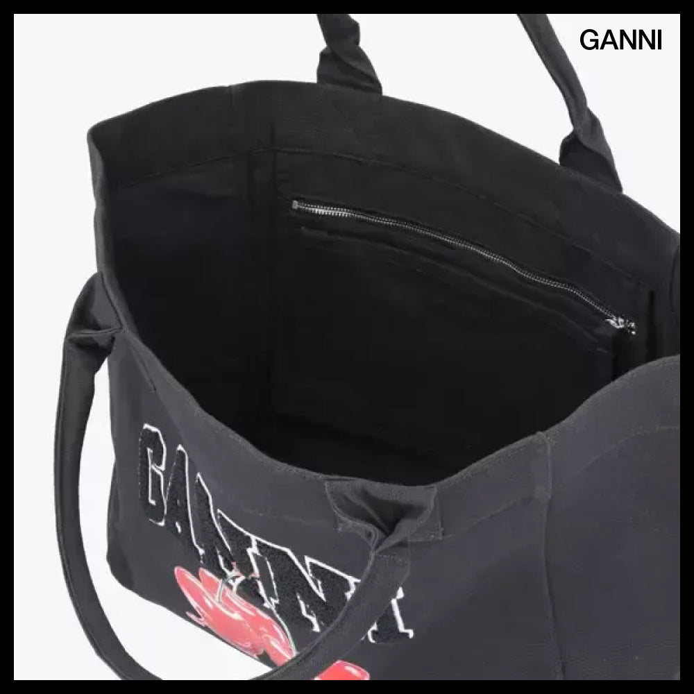 【Ganni】Cherry Print Medium Shopper Tote cherry shopper
