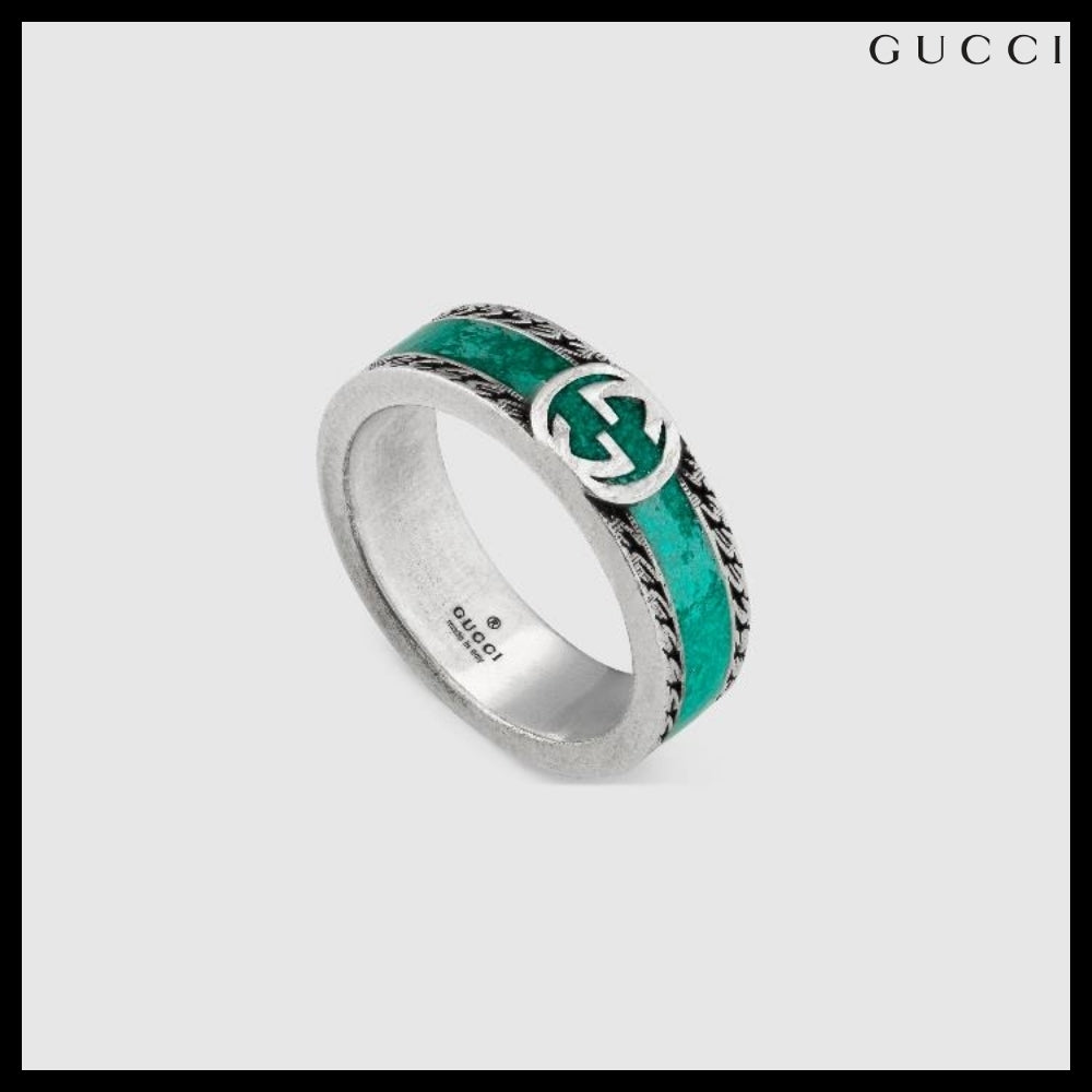 【GUCCI】Interlocking G Turquoise Enamel Ring