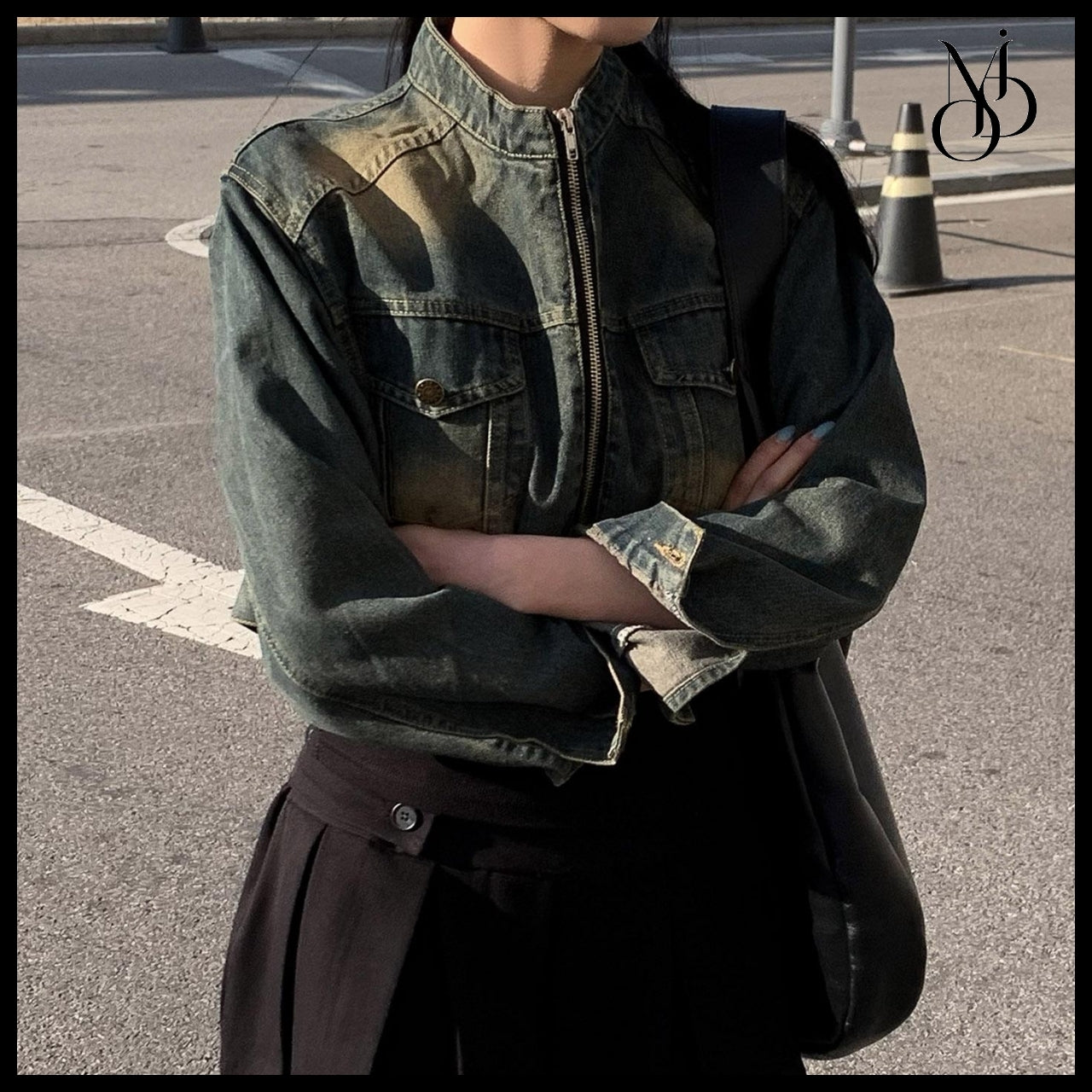 【MODIMOOD】Vintage Denim Two-Way Zip-Up Jacket 2 Colors