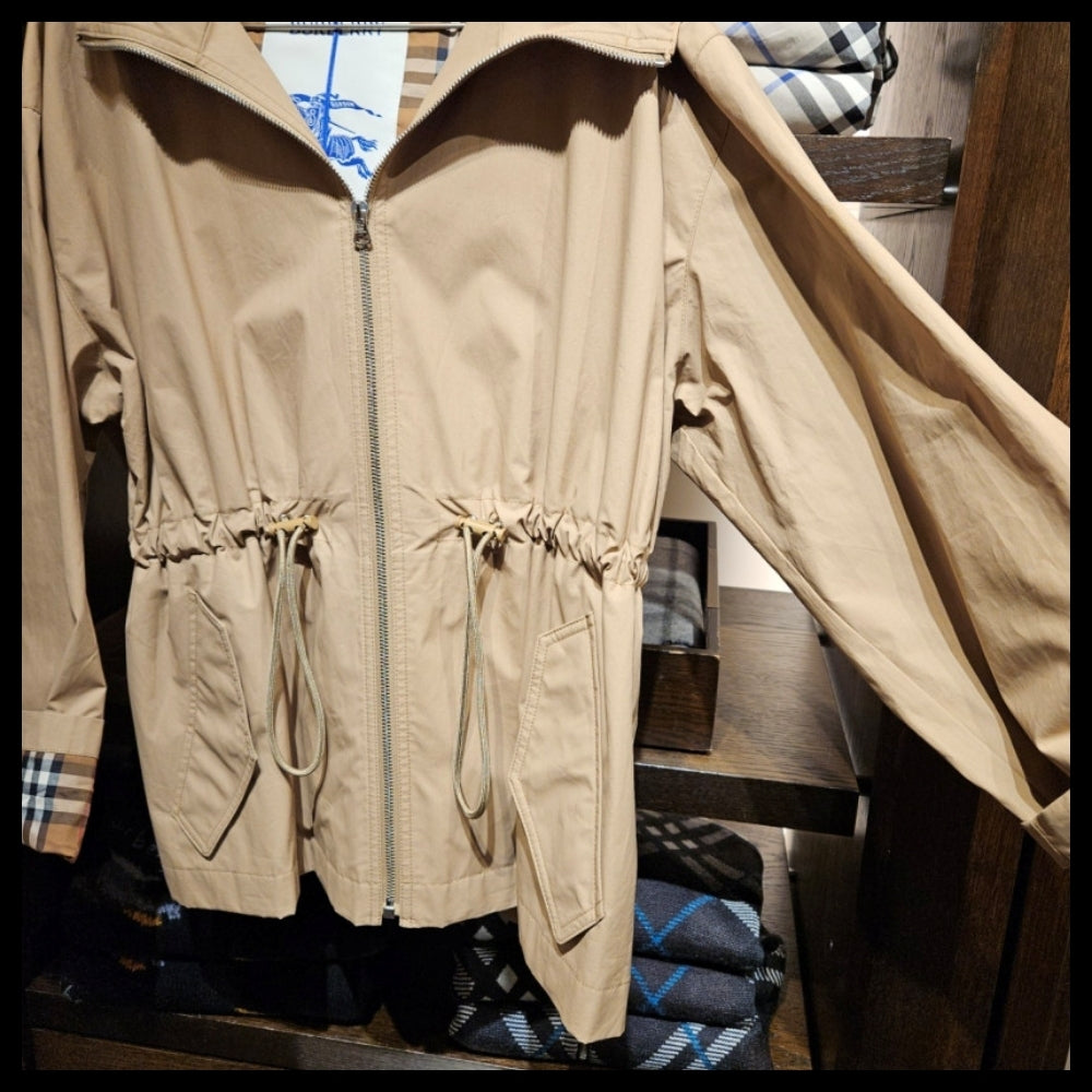 【BURBERRY】MEDLEY Drawstring Cotton Hooded Jacket Beige
