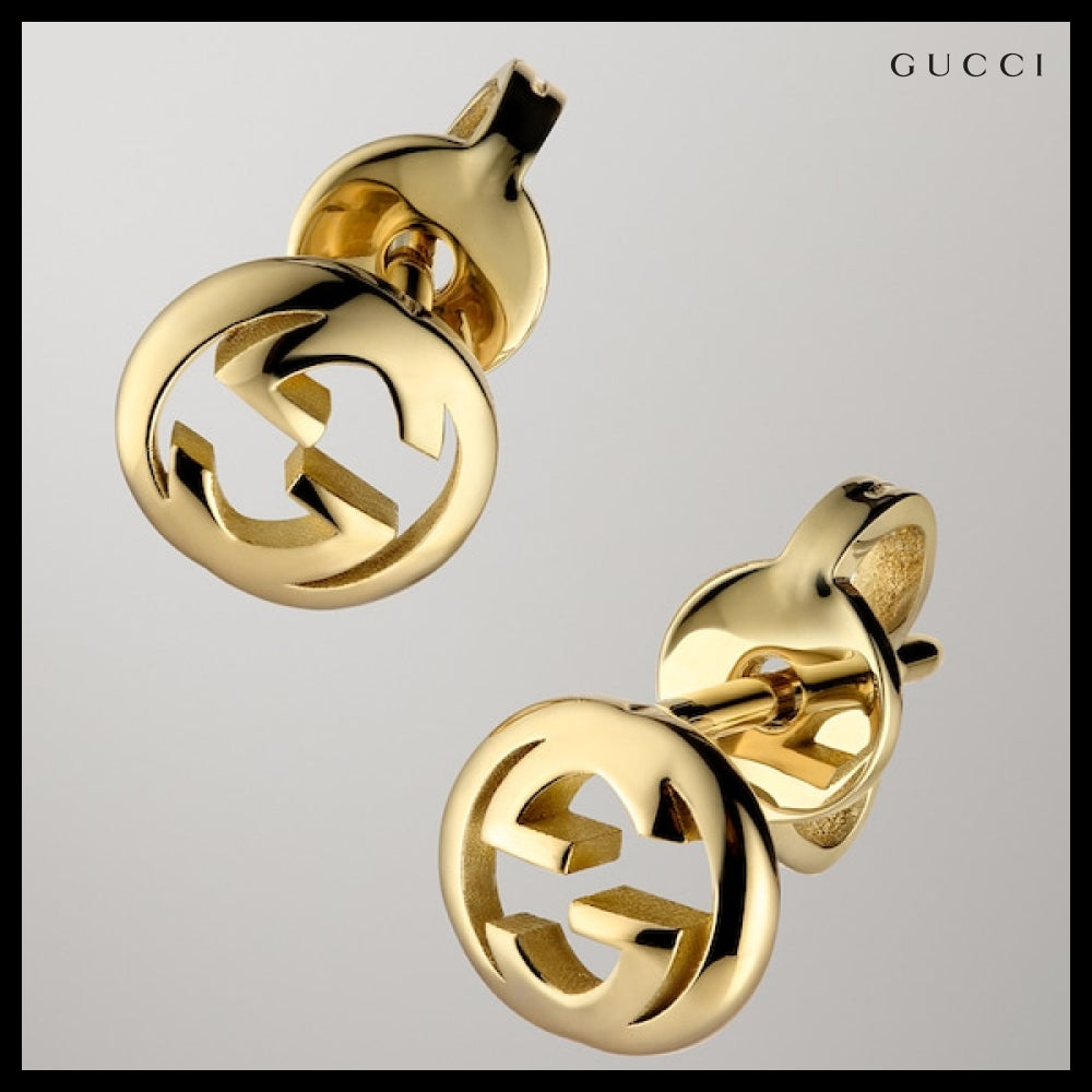 【GUCCI】Interlocking 18K Stud Earrings
