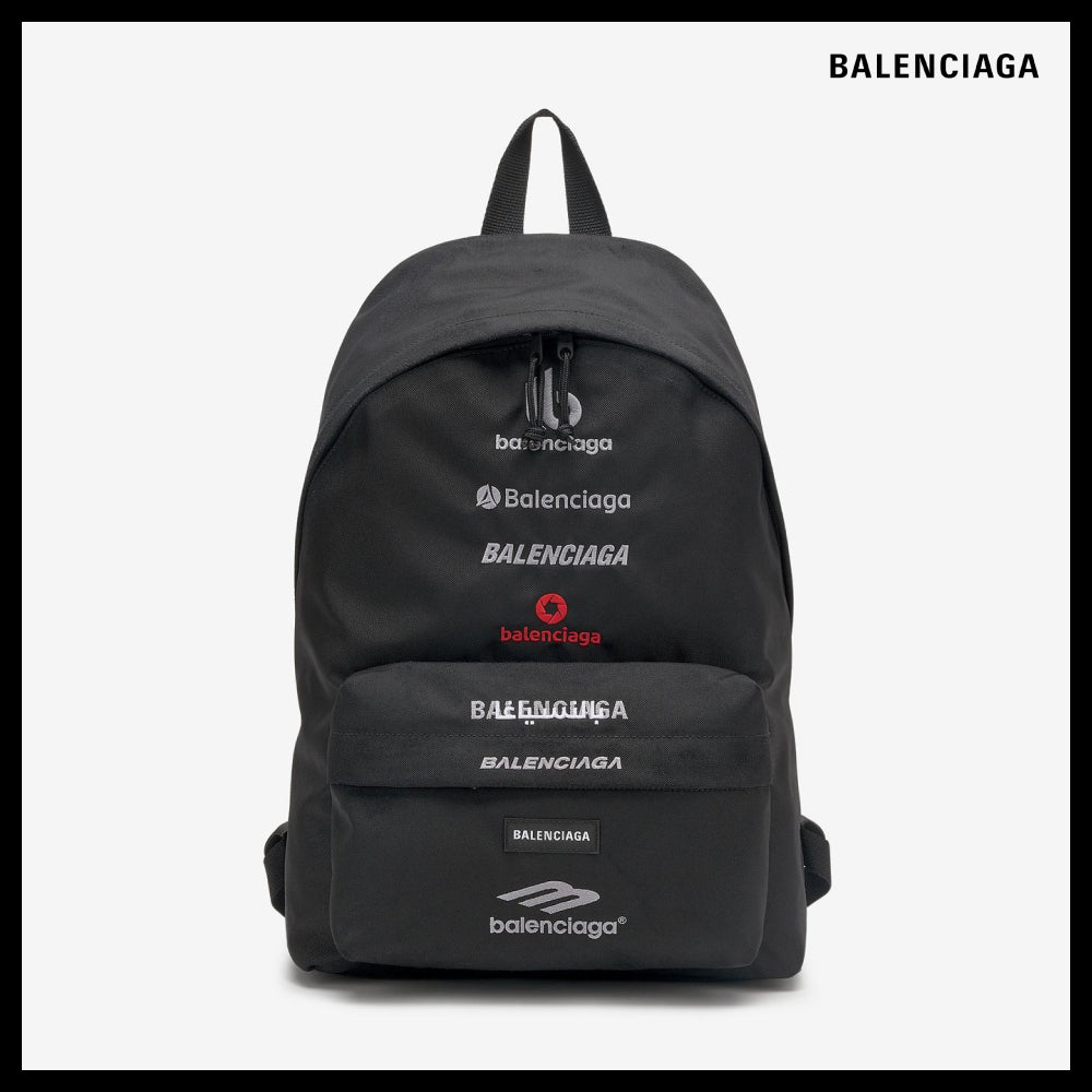 【BALENCIAGA】Logo Embroidered Explorer Backpack Black