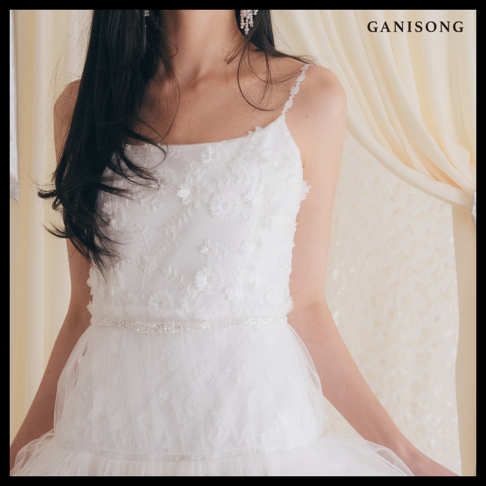 【GANISONG】Bridal Low Low Dress White