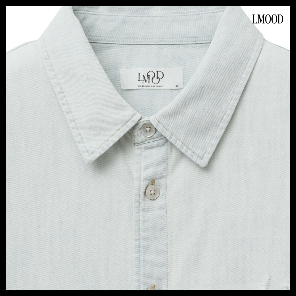 【LMOOD】Burning Denim Cotton Shirt 2 Colors