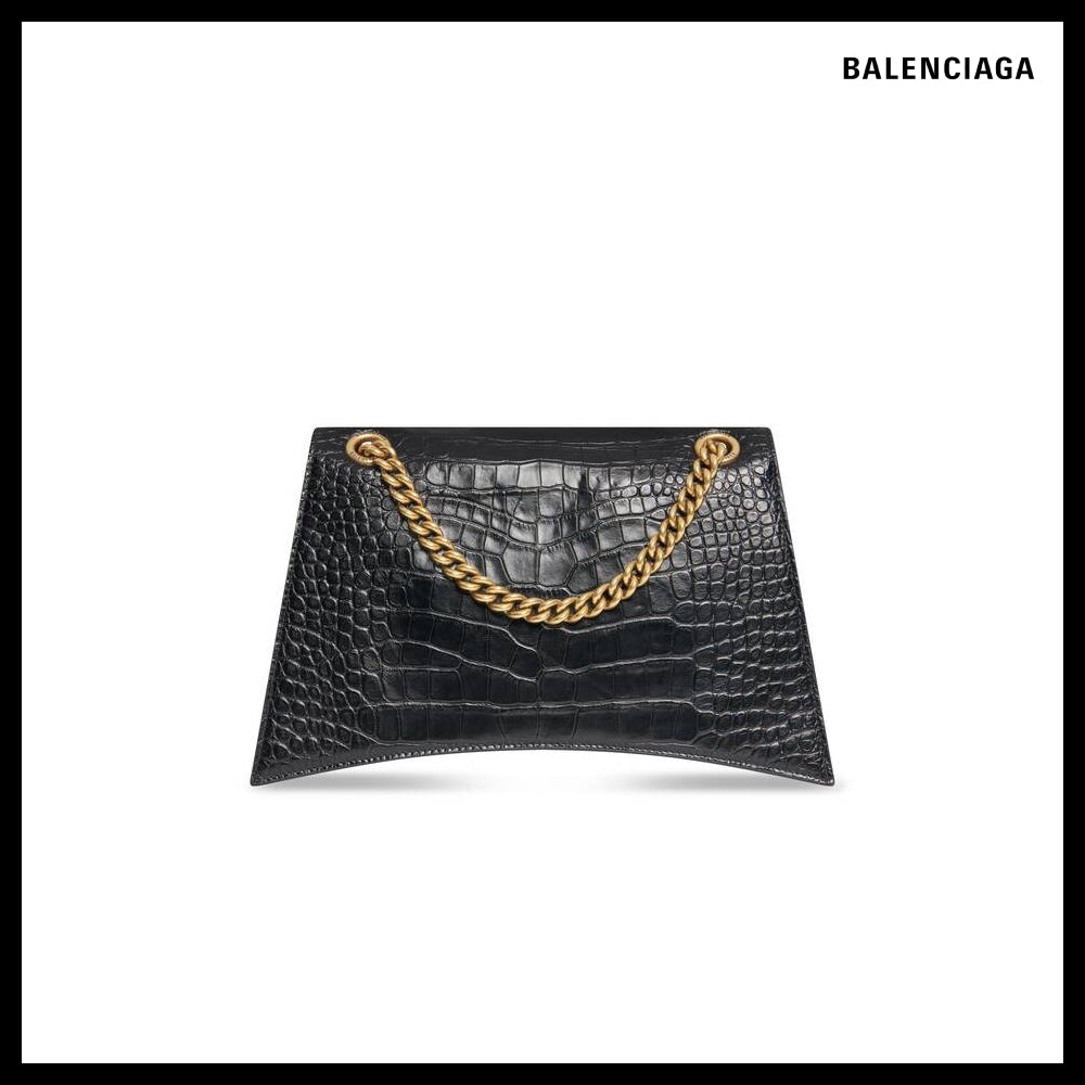 【BALENCIAGA】Crush Medium Chain Bag Crocodile EmbossedBlack