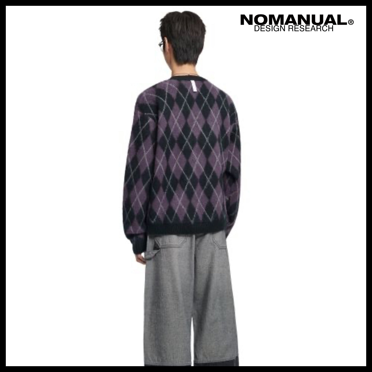 【NOMANUAL】Argyle hairy cardigan (4 colors)
