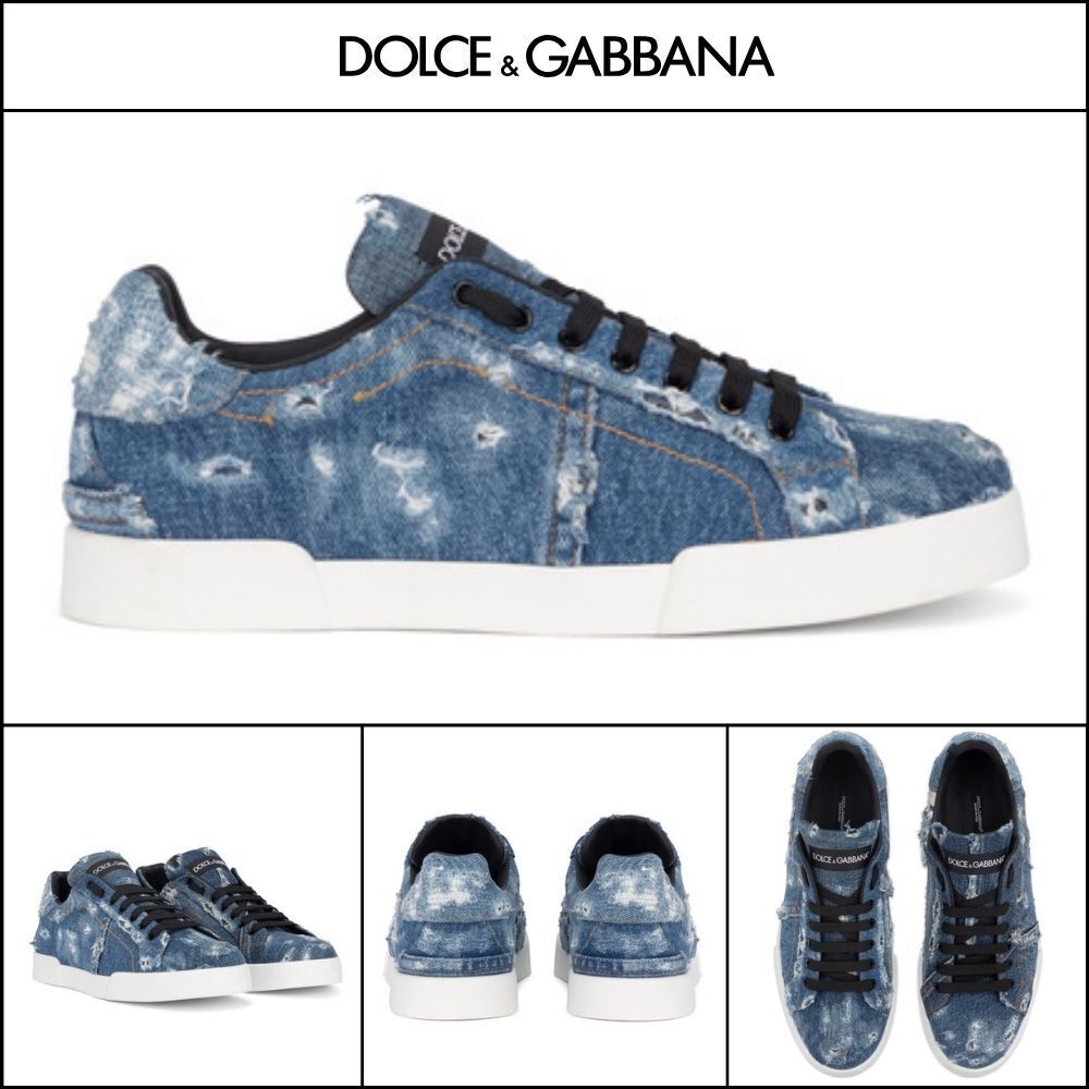 【Dolce & Gabbana】DENIM PATCHWORK PORTOFINO SNEAKERS