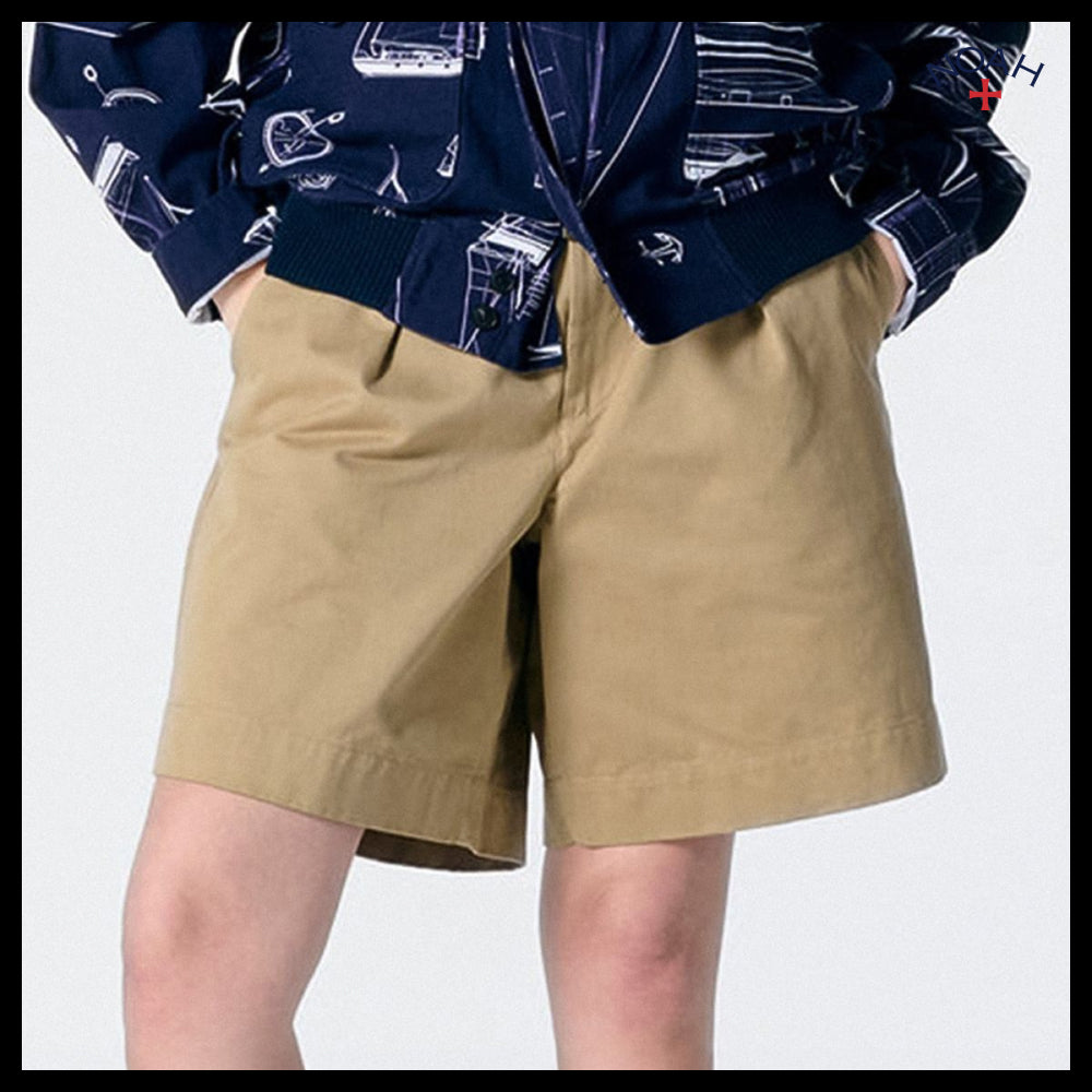 【Noah】Single pleat baggy shorts khaki