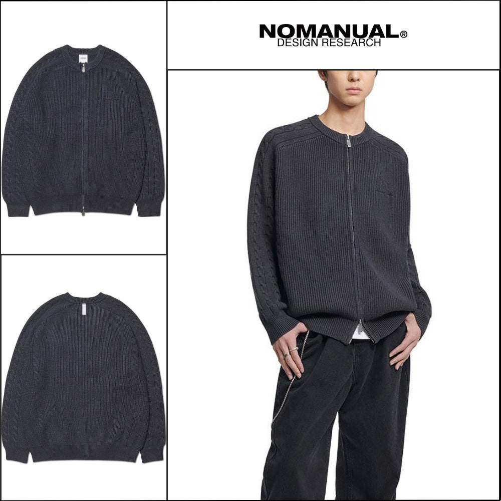 【NOMANUAL】Anomaly Knit Zip-Up Charcoal