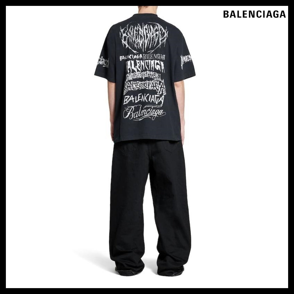 【BALENCIAGA】Large Fit T-Shirt Faded Black White