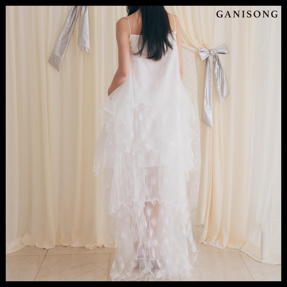 【GANISONG】Bridal Wave To Moon Dress White