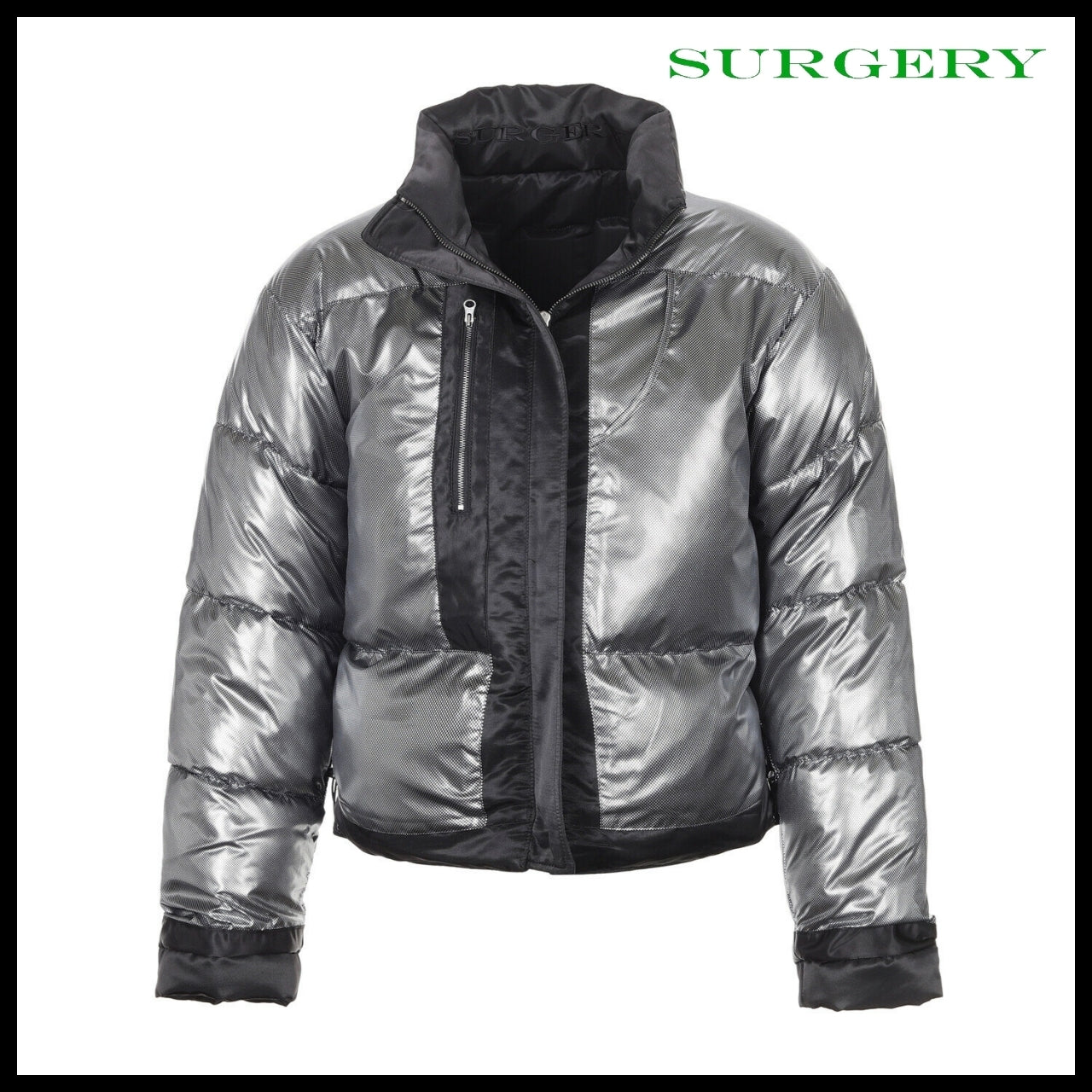 【SURGERY】Biker Embossing Puffer Jacket Black