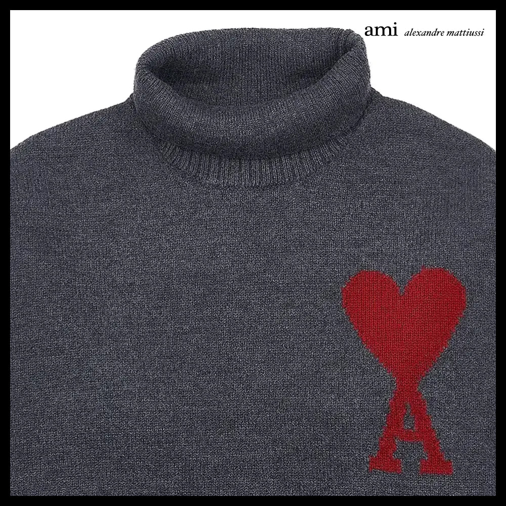 【AMI Paris】Big Heart Logo Turtleneck Knit