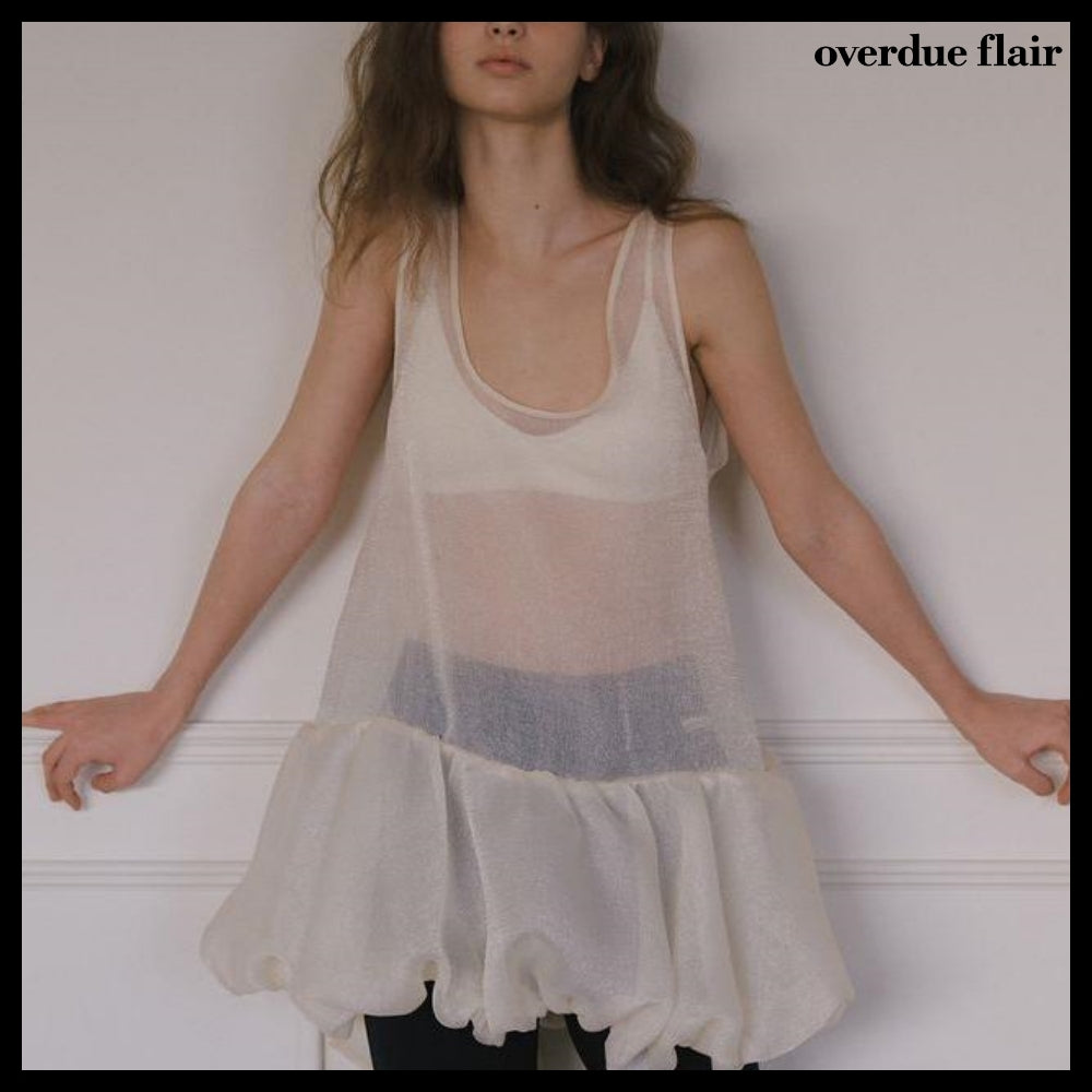 【OVERDUE FLAIR】ORGANZA BALLOON MINI DRESS 2colors