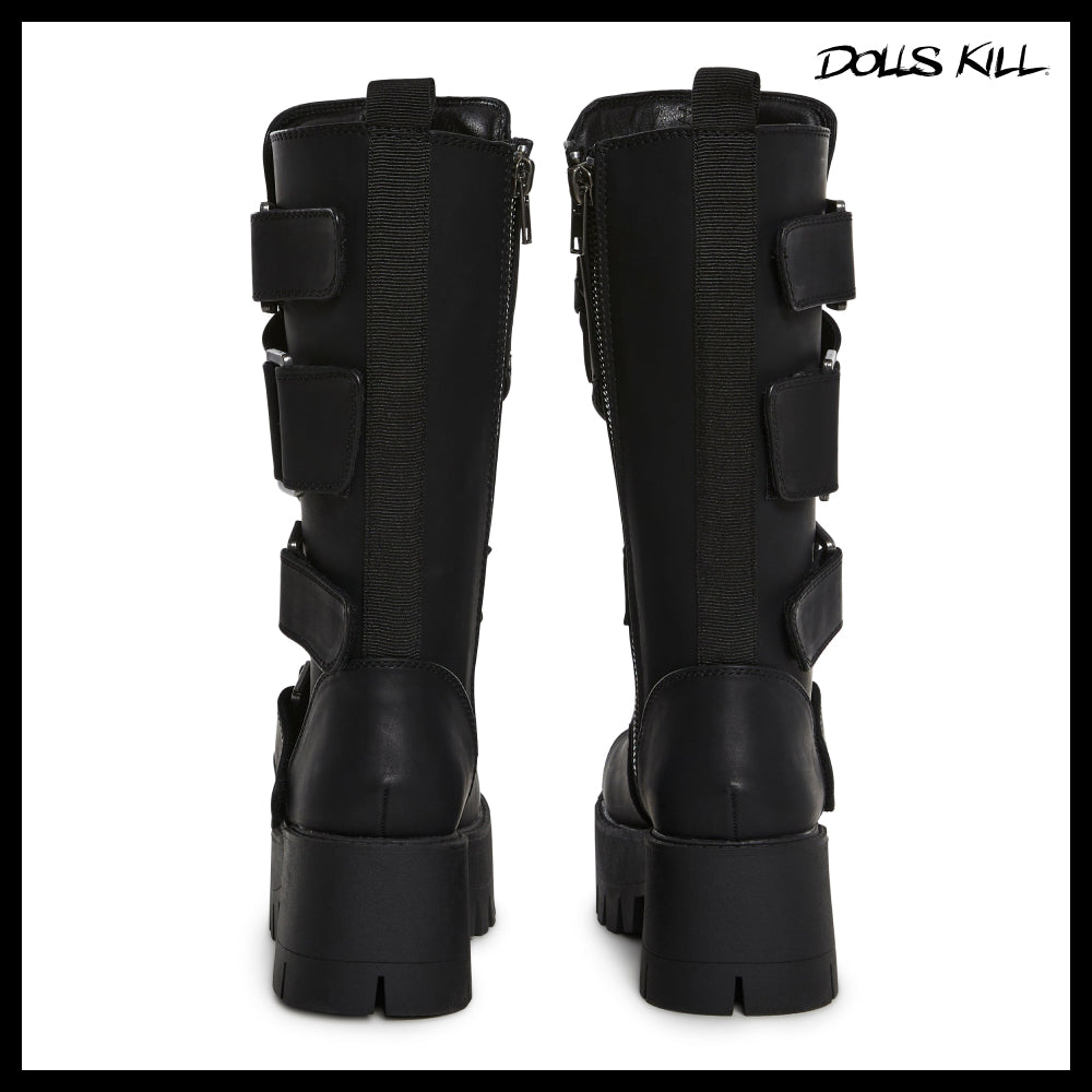 ◆DOLLS KILL◆DARKER WAVS Warp Bullet Combat Boots Black
