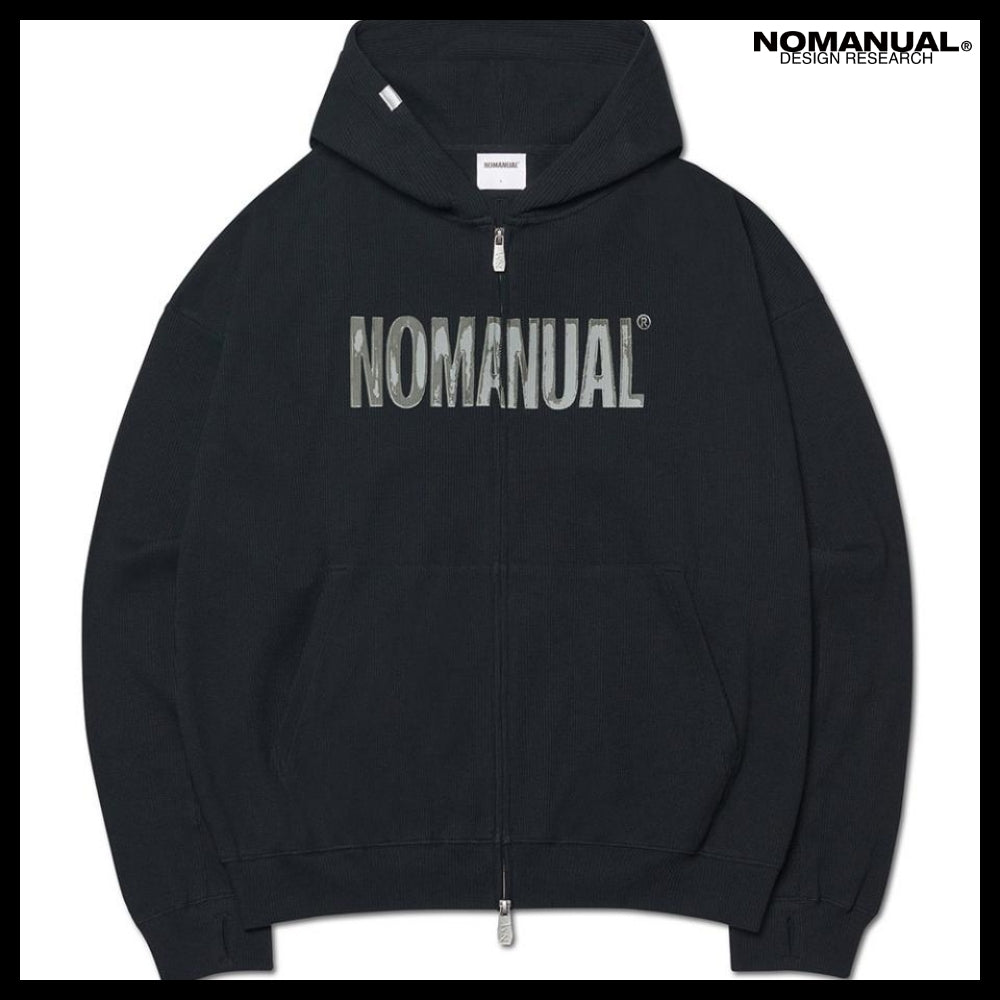 【NOMANUAL】NM WAFFLE HOODED ZIP UP 2 Colors