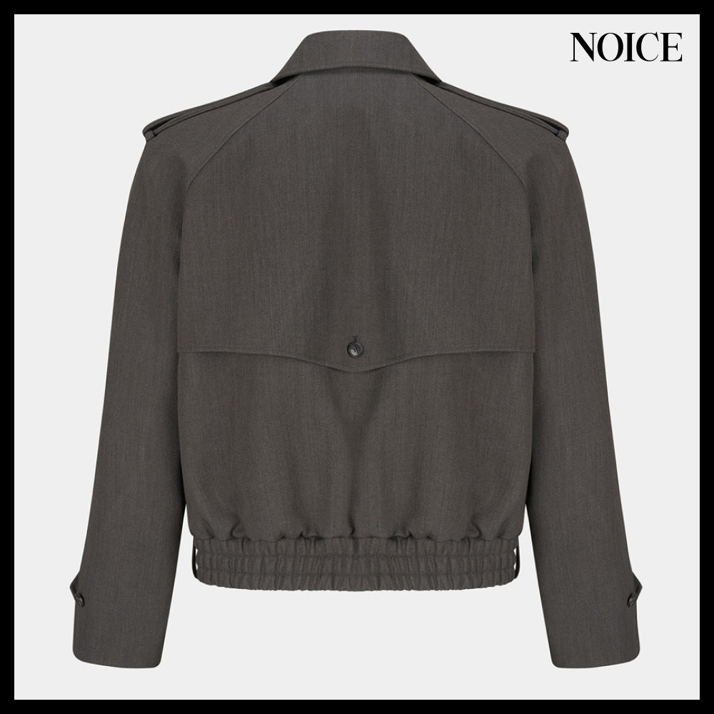 【NOICE  】NECK BUCKLE WOOL BLEND BLOUSON GRAY