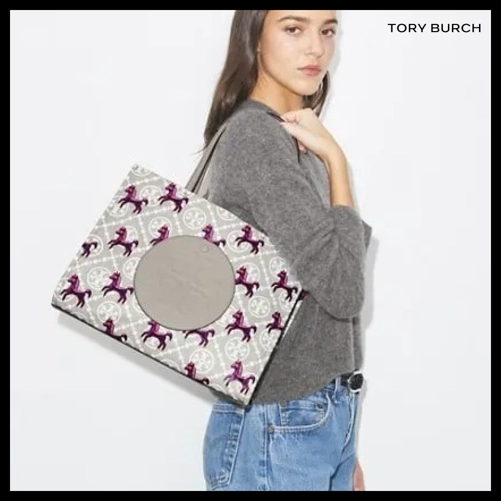 【Tory Burch】Ella Horse Nylon Small Tote Multi