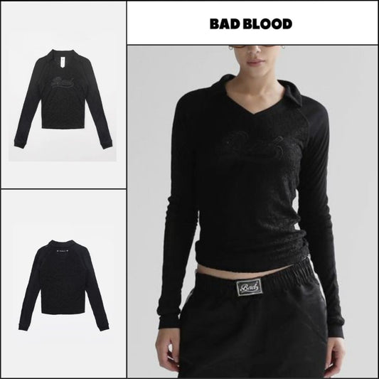 【BADBLOOD】Selena Lace Polo Top Black