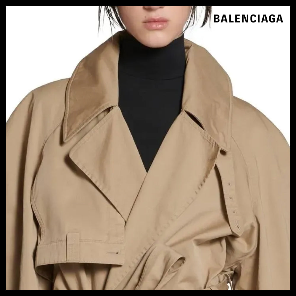 【BALENCIAGA】Maxi Deconstructed Trench Coat In Dark Beige