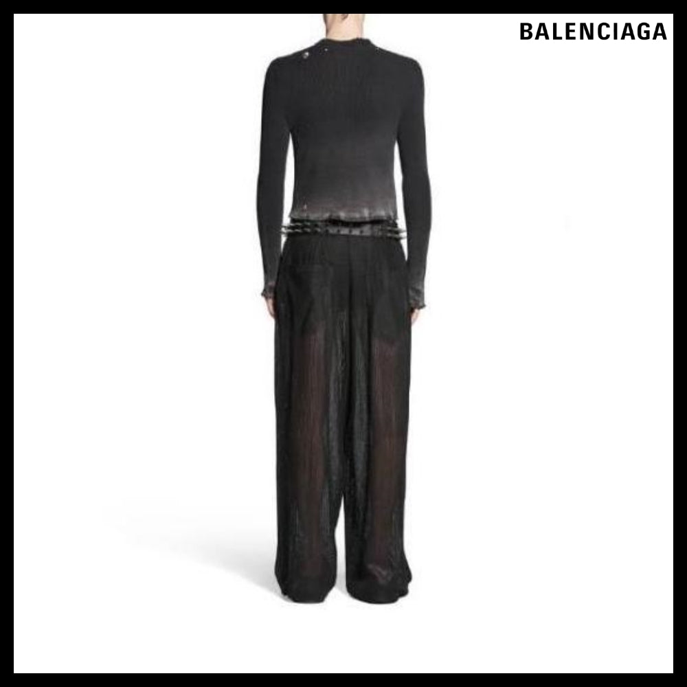 【BALENCIAGA】Women's Long Sleeve Top Black Fade