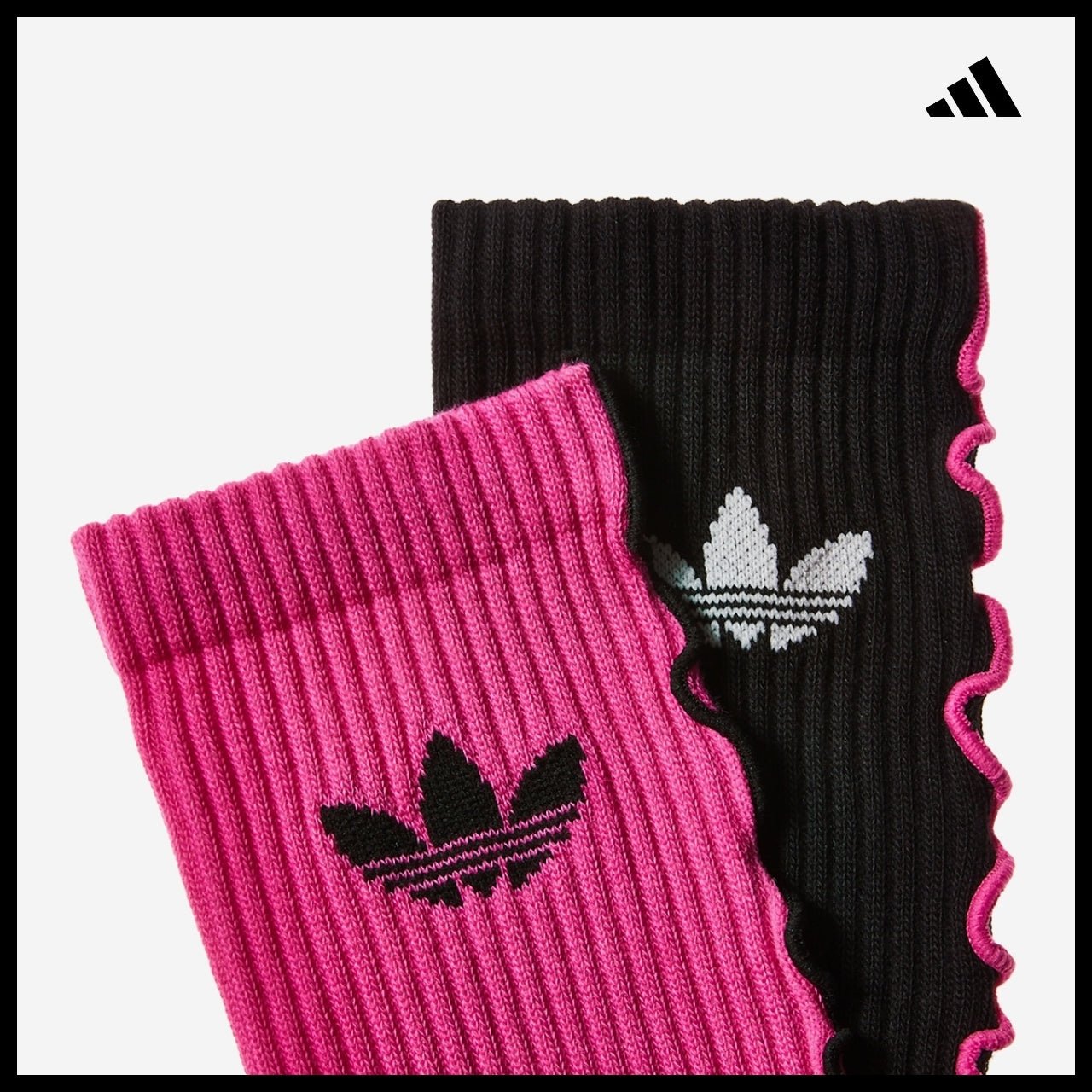 【ADIDAS】 Ruffle Crew Socks 2 Pairs Feminine Casual