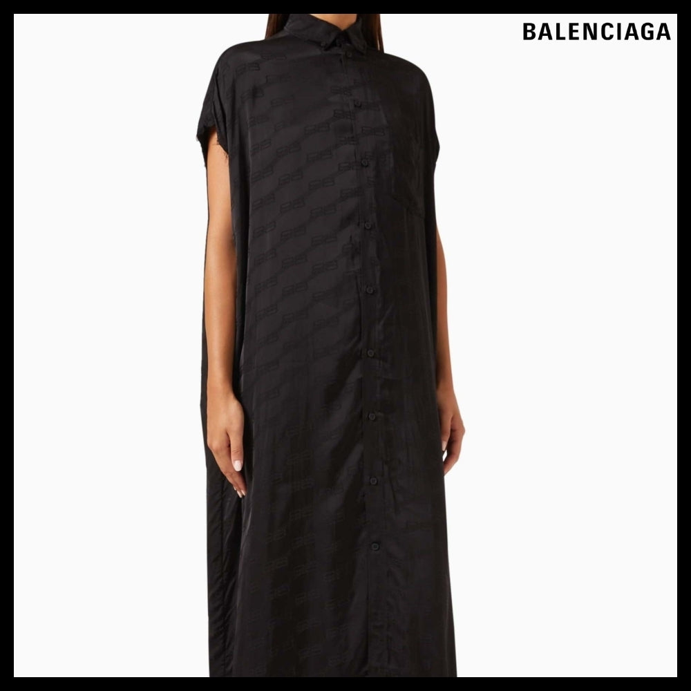 【BALENCIAGA】BB Monogram Rawcut Dress in Viscose-jacquard