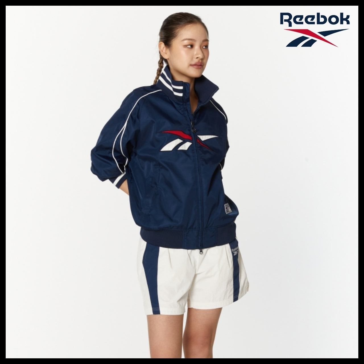 【Reebok】Vector Stadium Varsity Jacket Navy