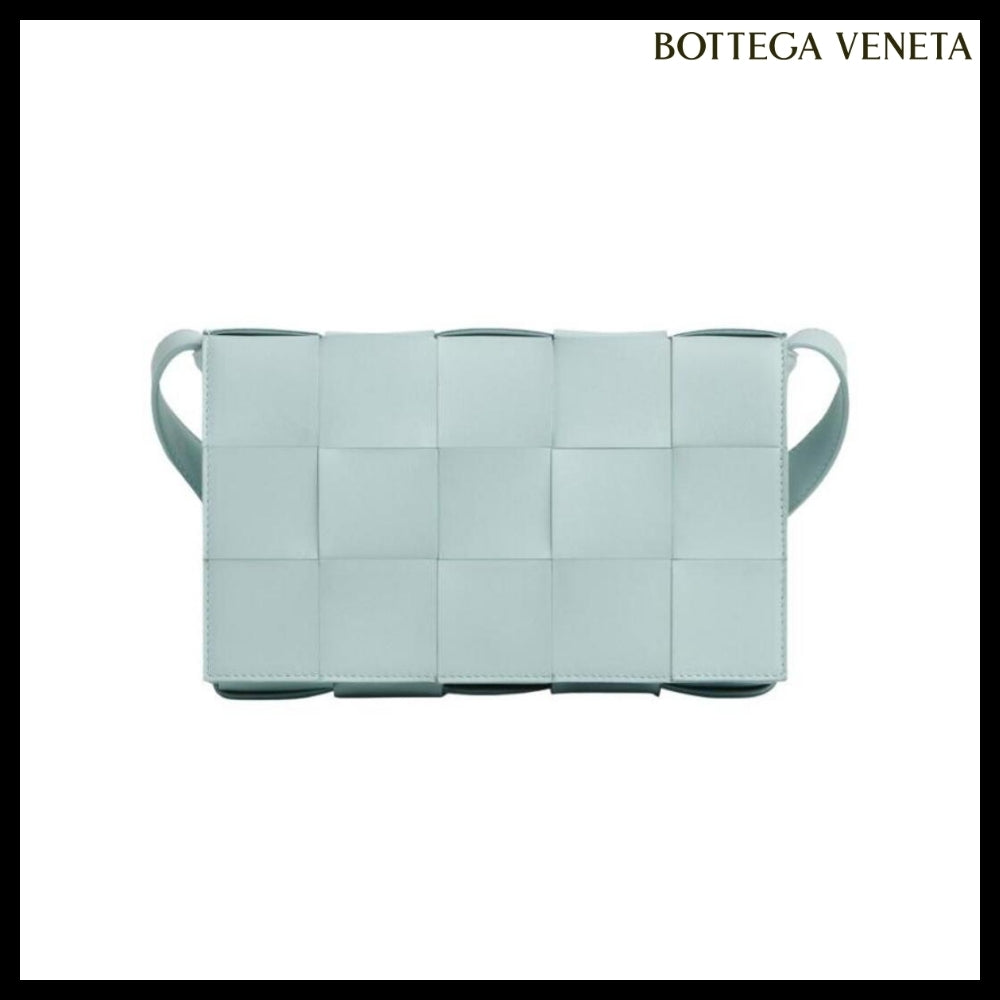【BOTTEGA VENETA】Lambskin Leather Cassette Bag Teal Washed
