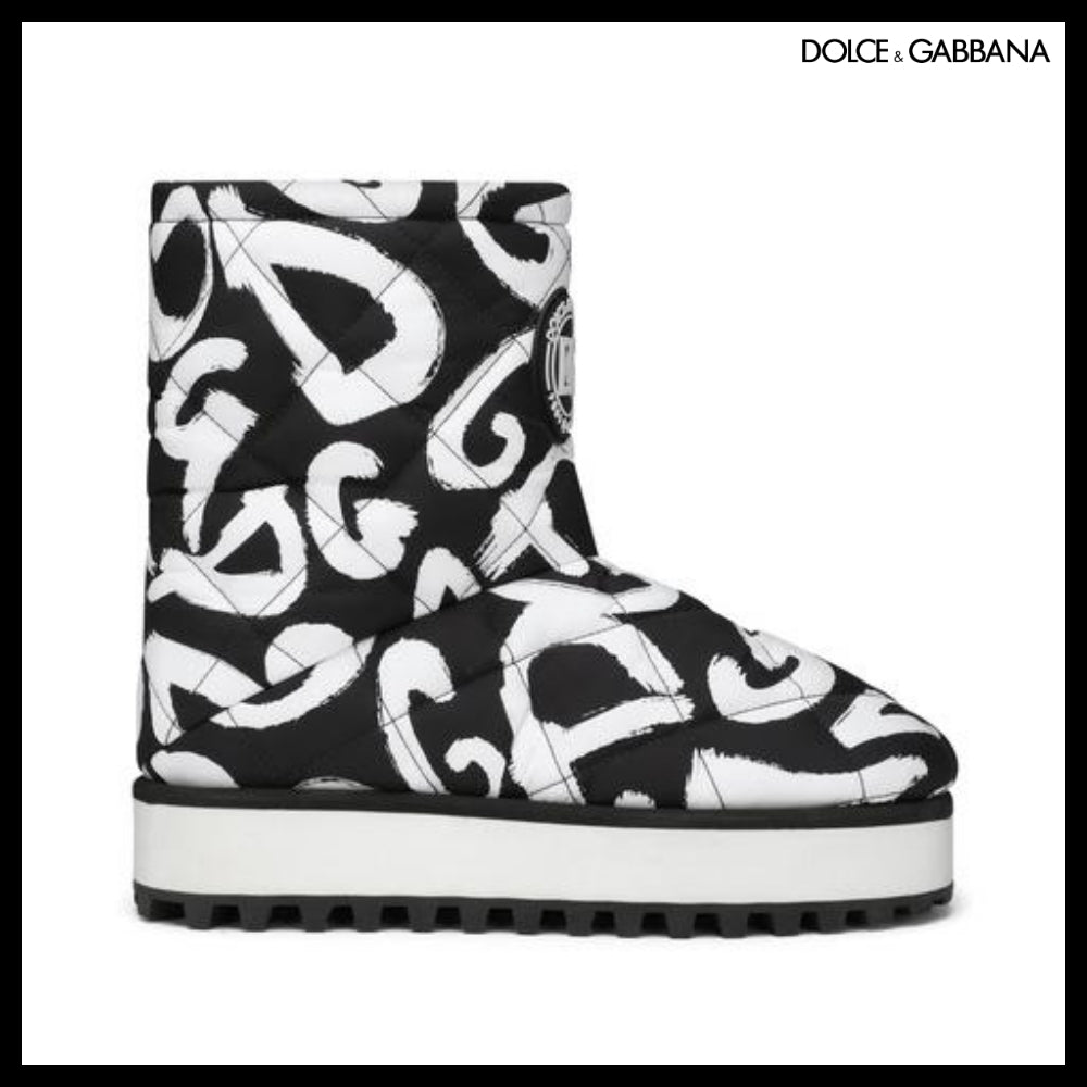 【Dolce & Gabbana】NYLON ANKLE BOOTS WITH LOGO PRINT