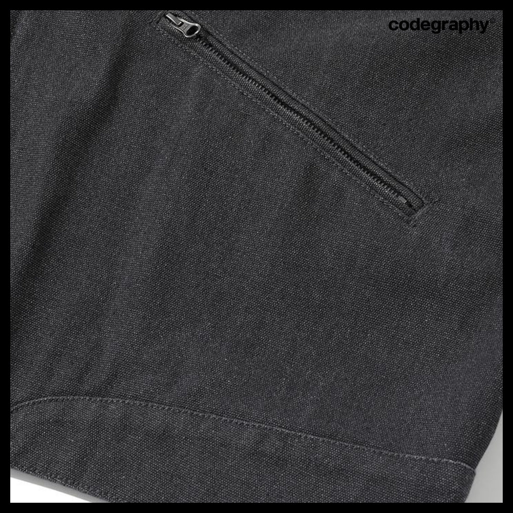 【codegraphy】Vintage Washed Hooded Work Jacket
