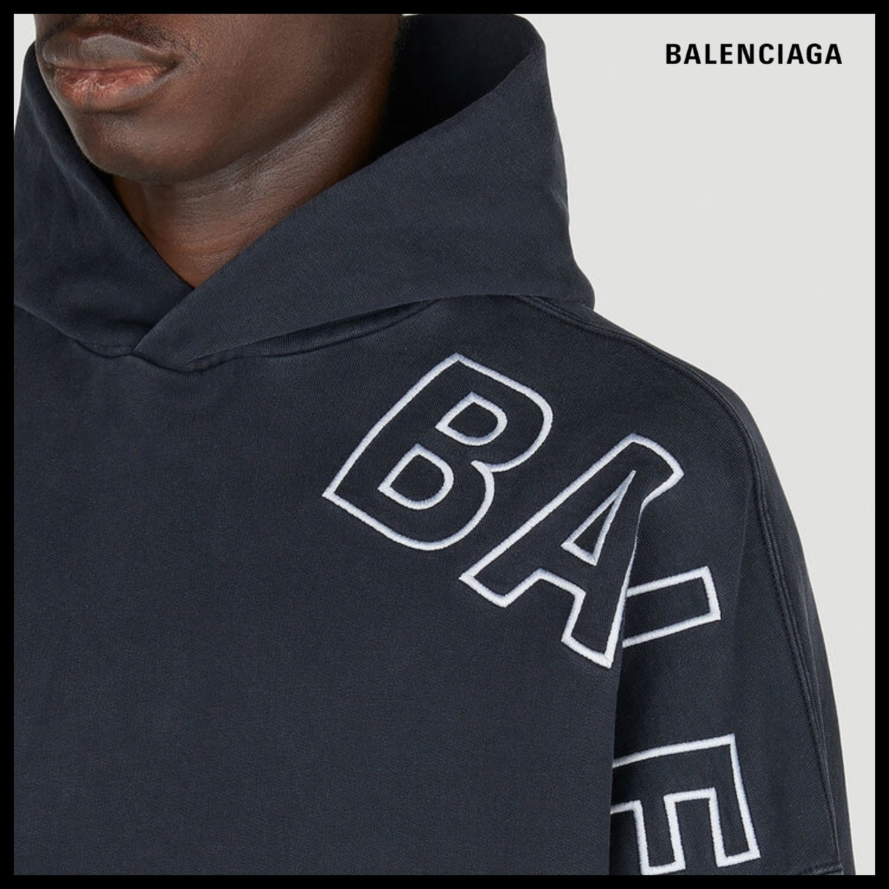 【BALENCIAGA】Outline Hoodie Oversized Black