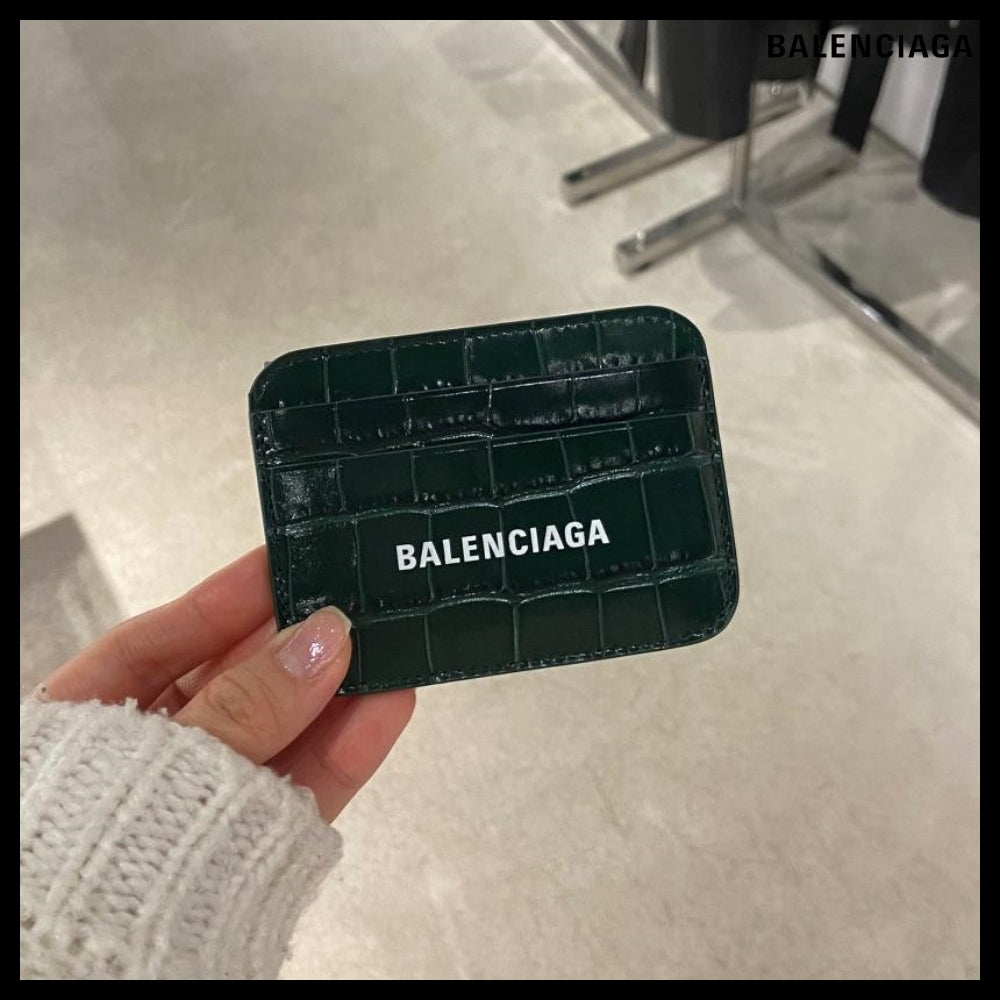【BALENCIAGA】Cash Card Holder Embossed Leather Card Case
