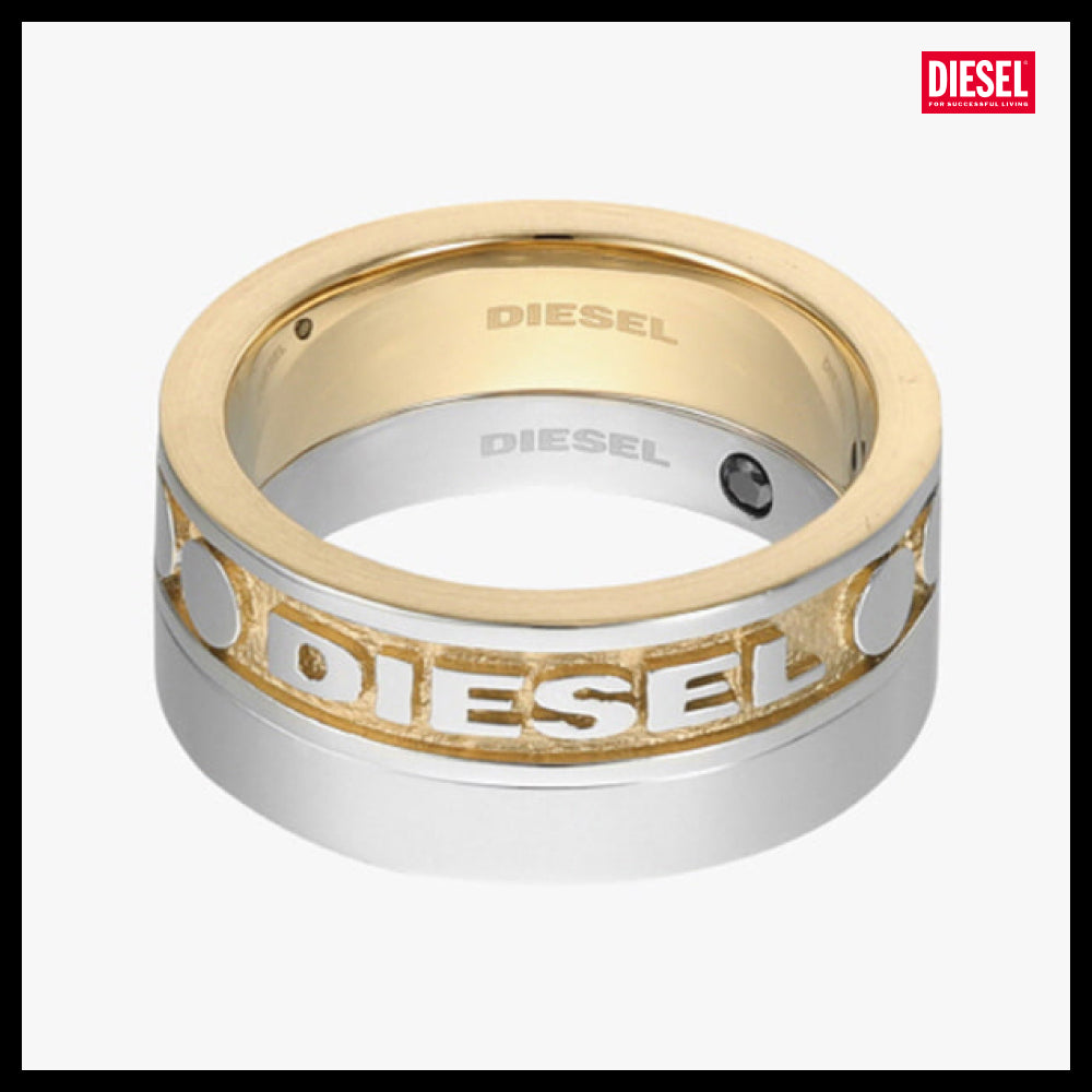 【DIESEL】Silver and Gold Two-Tone Set Ring