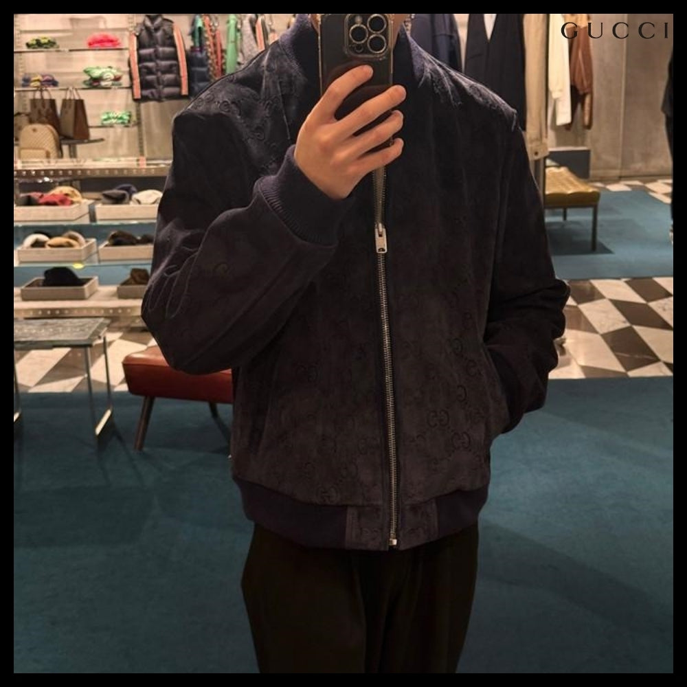 【GUCCI】GG Viscose Suede Bomber Jacket Royale