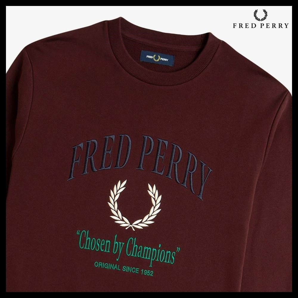 【FREDPERRY】ClubhouseEmbroideredChampionSweatshirt Oxblood