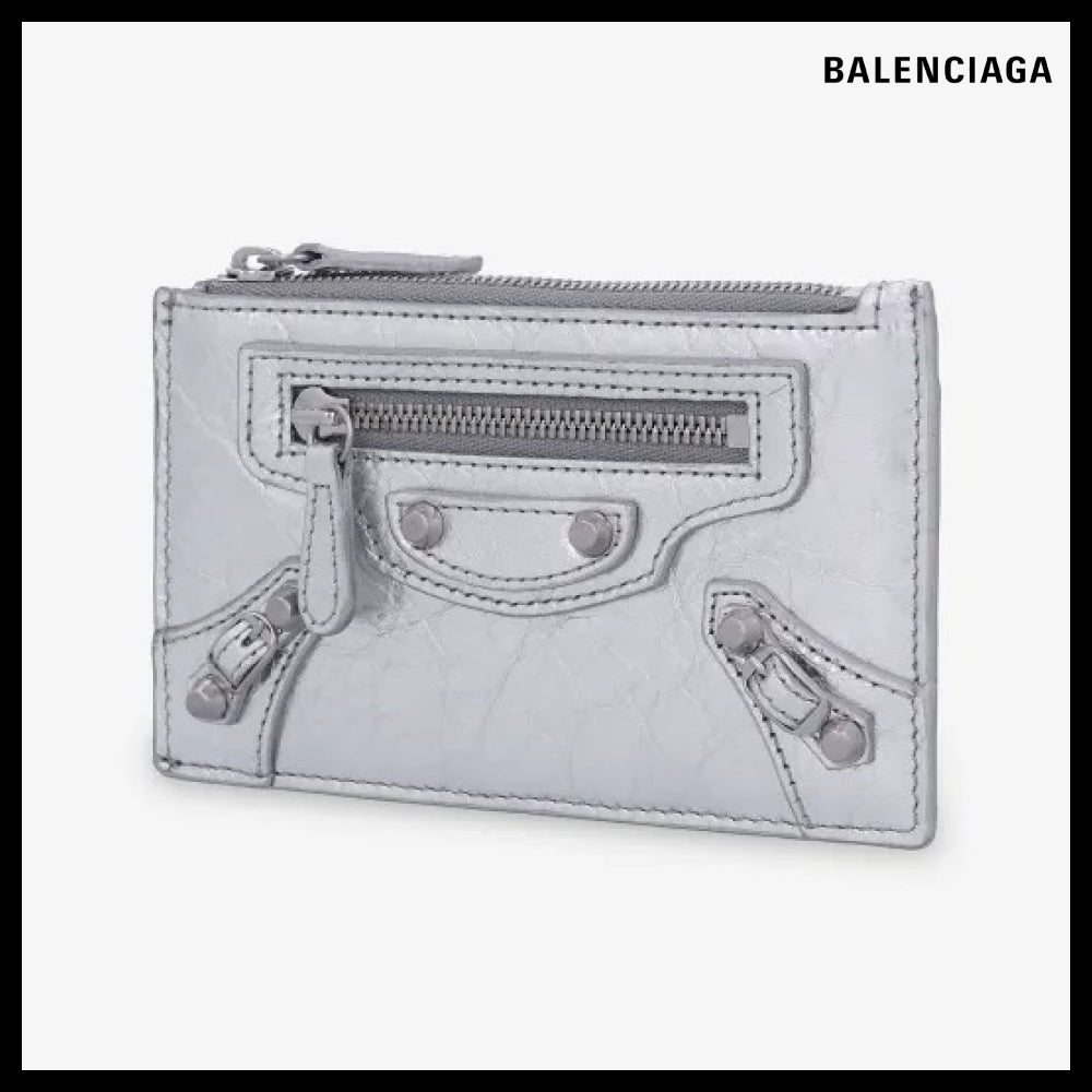 【BALENCIAGA】Le City Long Leather Card Holder Silver