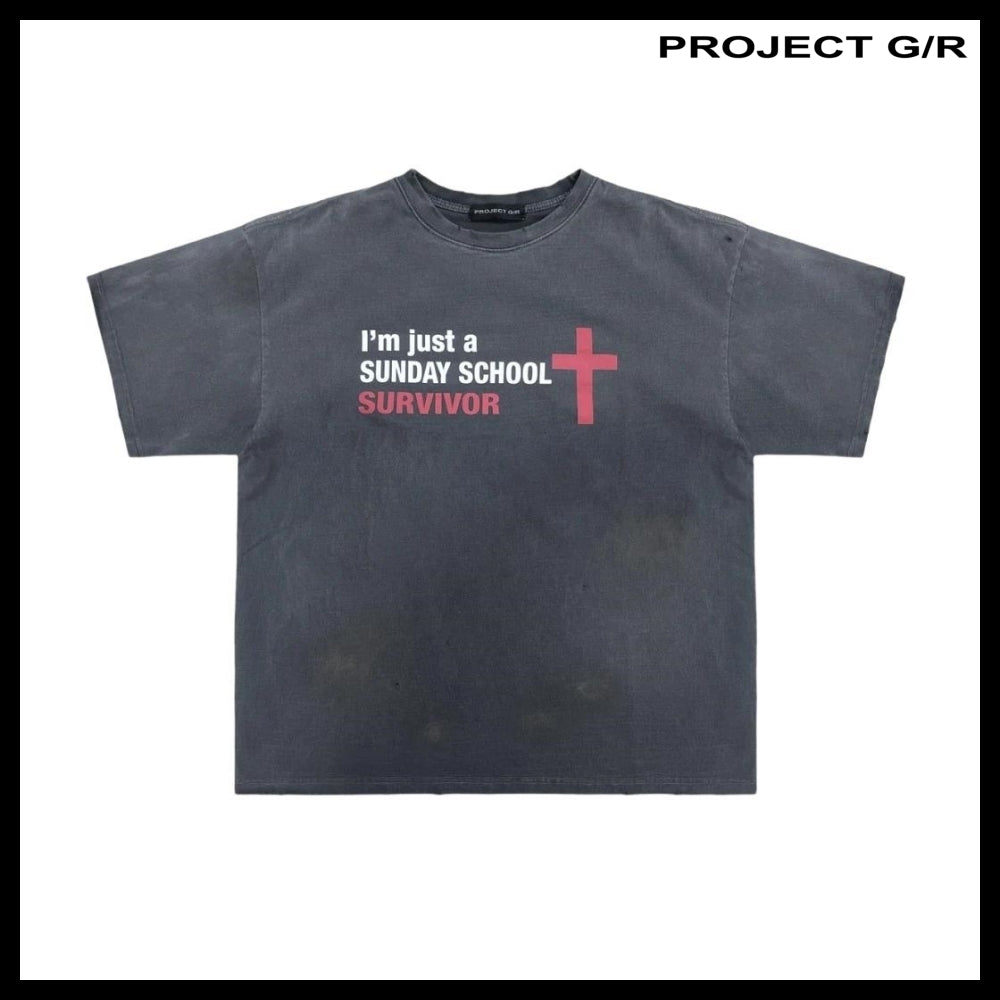 【PROJECT G/R】Sunday School Washed T-Shirt Navy