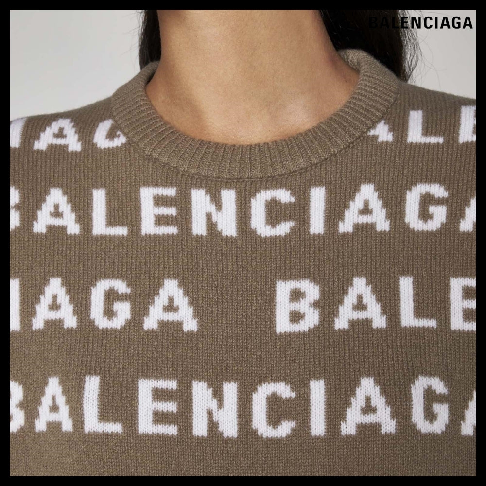 【BALENCIAGA】Bal Horizontal Allover Cropped Sweater