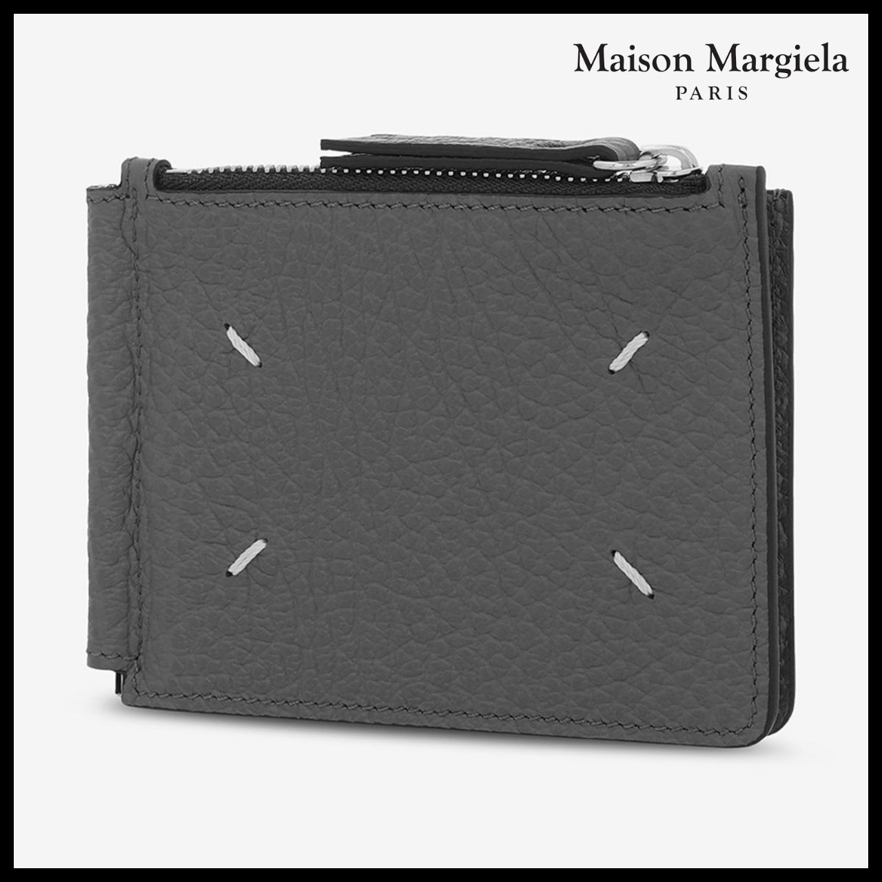 【Maison Margiela】Four Stitches Slim Two Pin Wallet Grey