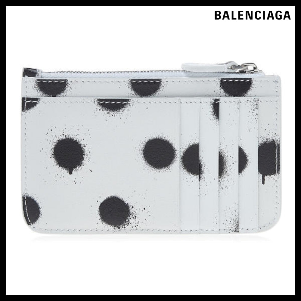 BALENCIAGA Spray Polka Dot Print Card Holder