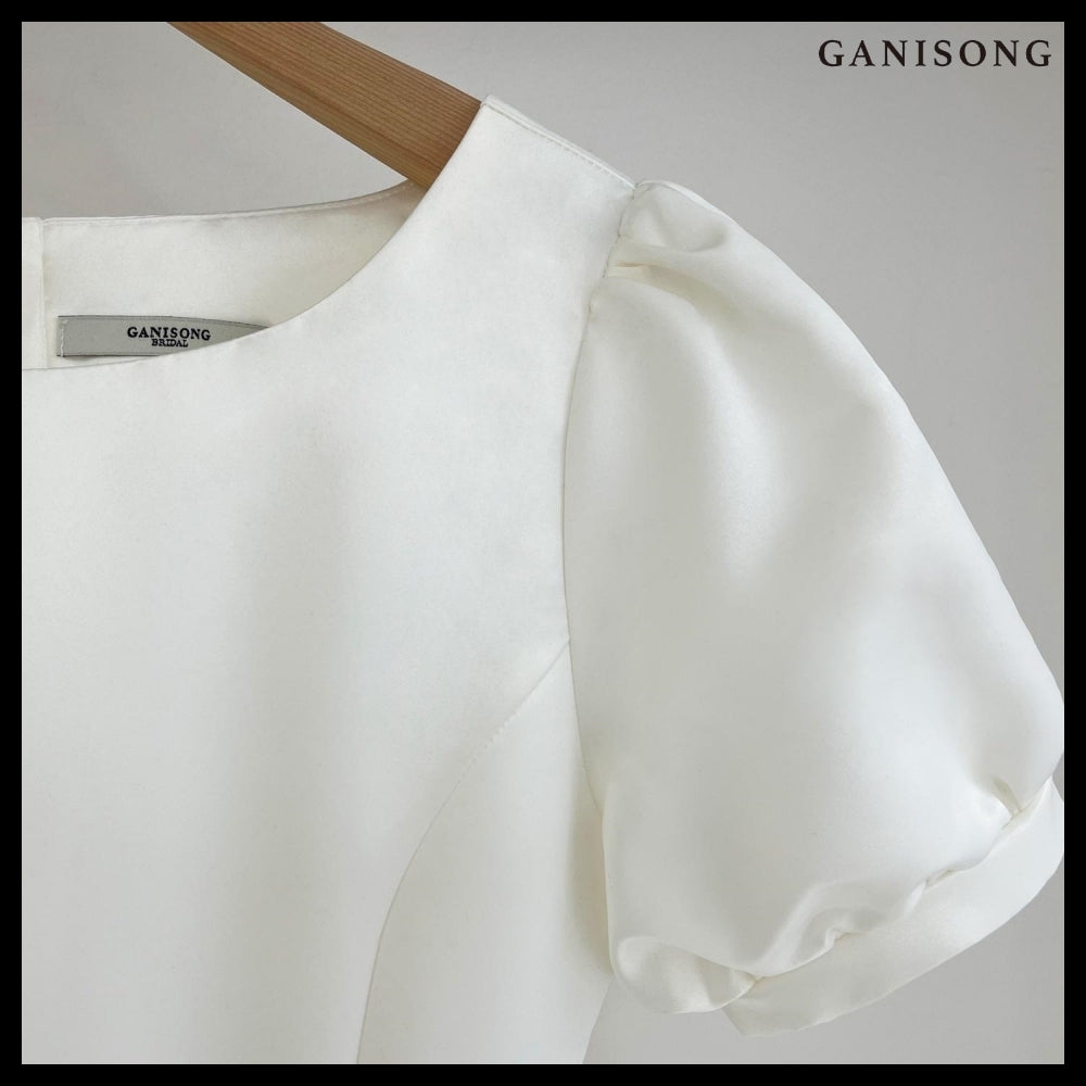 【GANISONG】Bridal Back Open Dress White