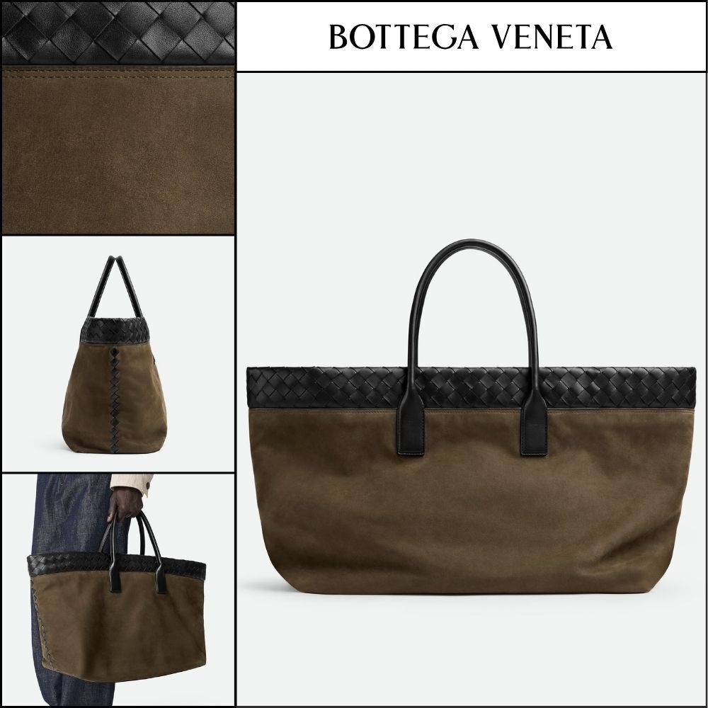 ◆BOTTEGA VENETA◆LARGE CABAT TOTE BAG KHAKI BLACK
