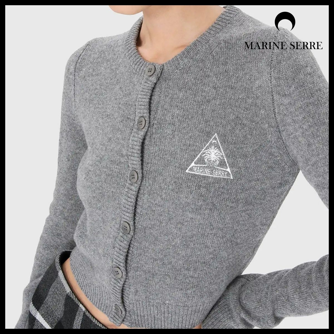 【MARINE SERRE】Clean Wool Knit Fitted Cardigan GR90